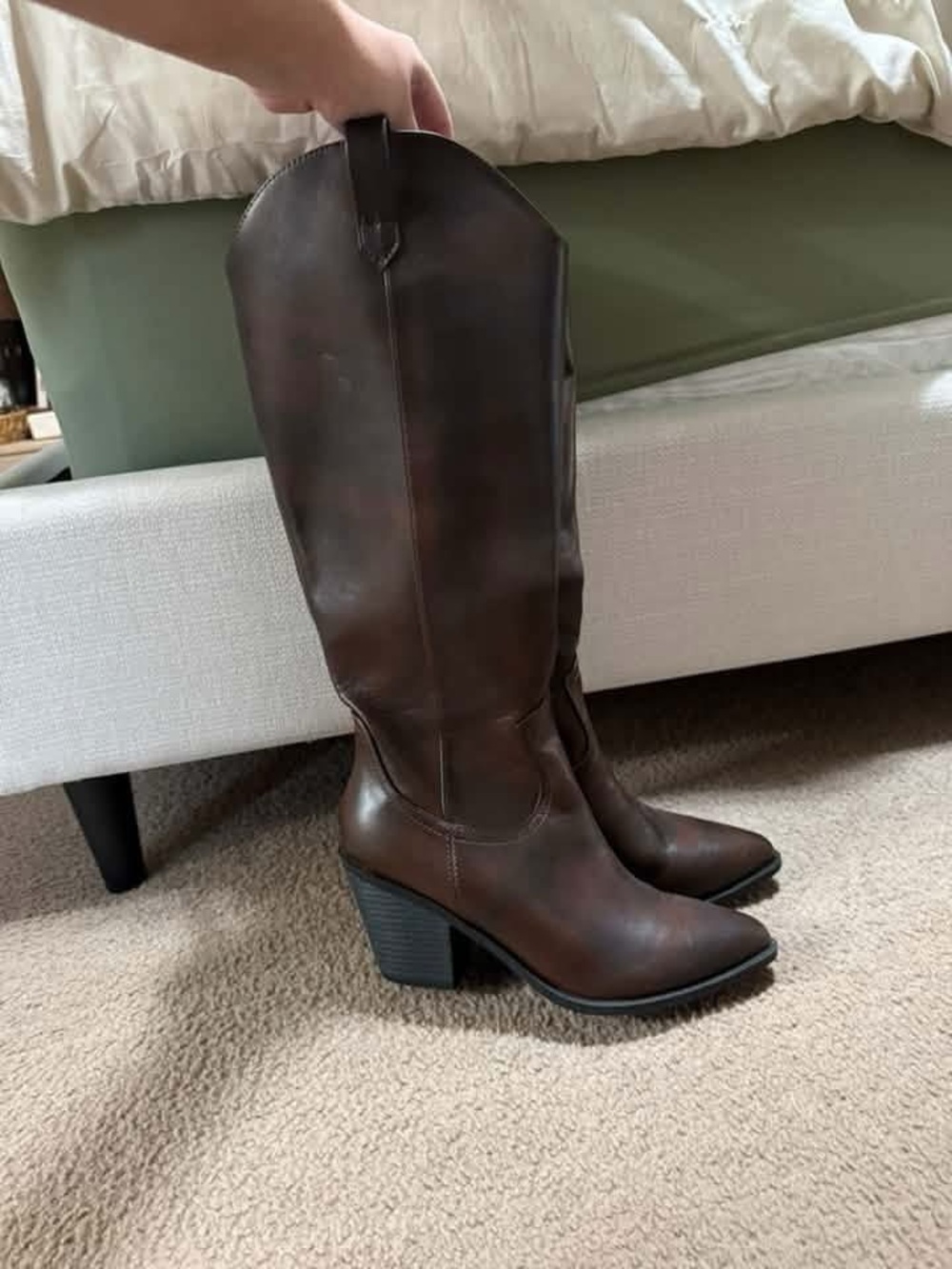Krush Dark Brown Mid-Calf Heeled Western Boots